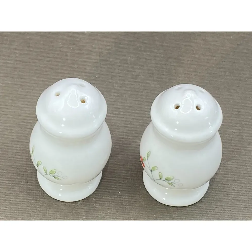 Set of Pfaltzgraff White Porcelain Hand Painted Small Salt & Pepper S&P Shakers